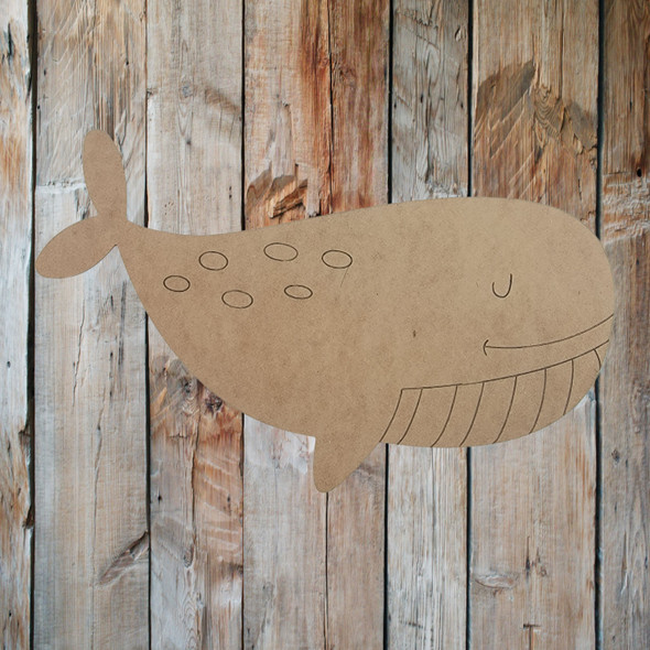 Whale Sea Shape, Paint by Line, Wood Craft Cutout WS