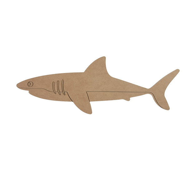 Straight Line Shark Shape, Paint by Line, Wood Craft Cutout WS