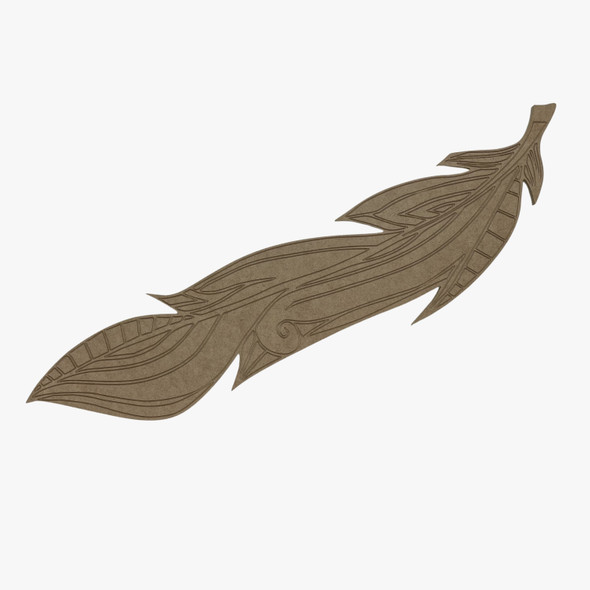 Straight Feather, Unfinished Wood Cutout, Paint by Line, WS