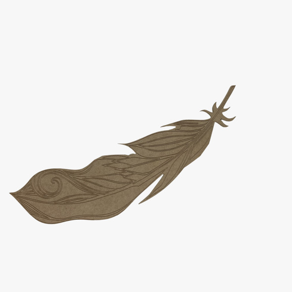 Bent Feather, Unfinished Wood Cutout, Paint by Line, WS