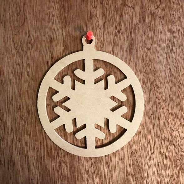 Christmas Ornament With Snowflake Shape Unfinished Cutout, WS