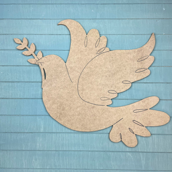 Dove with Branch, Paint by Line, Christmas Craft Shape