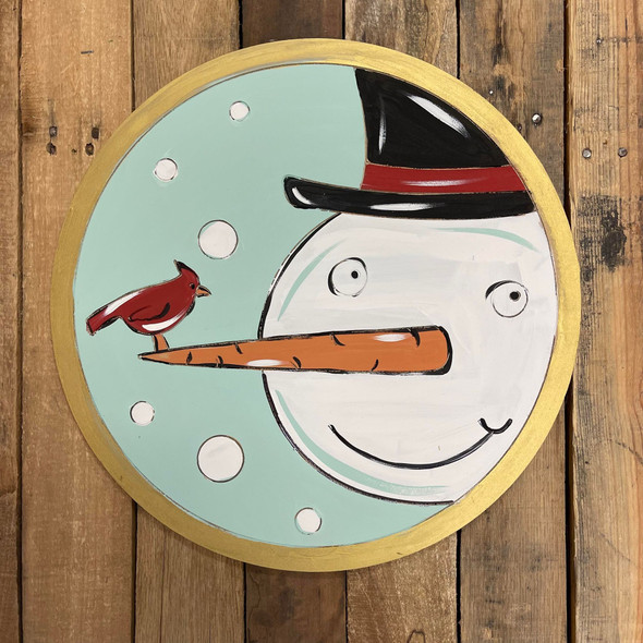 Snowman & Cardinal Round, Paint by Line, Christmas Craft Shape WS