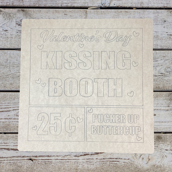 Valentine Kissing Booth Sign, Unfinished Craft, DIY Art