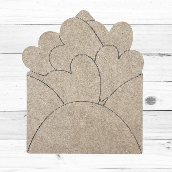 Envelope Filled with Hearts, Unfinished Valentine Craft Shape, WS
