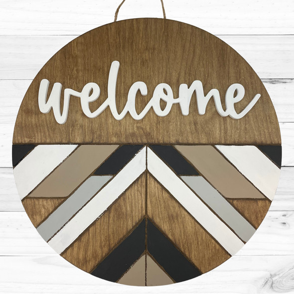 Boho "Welcome" Kit, Unfinished 18" White Pine Circle & MDF Welcome Cutout