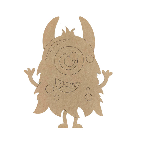 One Eyed Monster with Horns, Kids Craft Shape Line, Unfinished Craft Shape