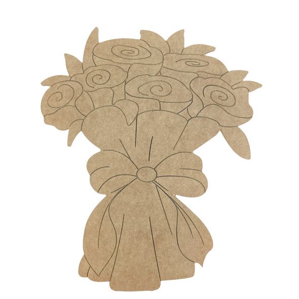 Bouquet of Wrapped Roses, Spring & Easter Shape, Unfinished Craft Shape