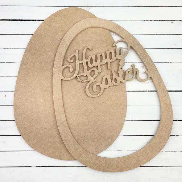 Happy Easter Egg Layered Art Set, Unfinished Wood Cutout