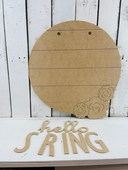 Hello Spring Door Hanger Set 16" on 1/8", MDF Shape