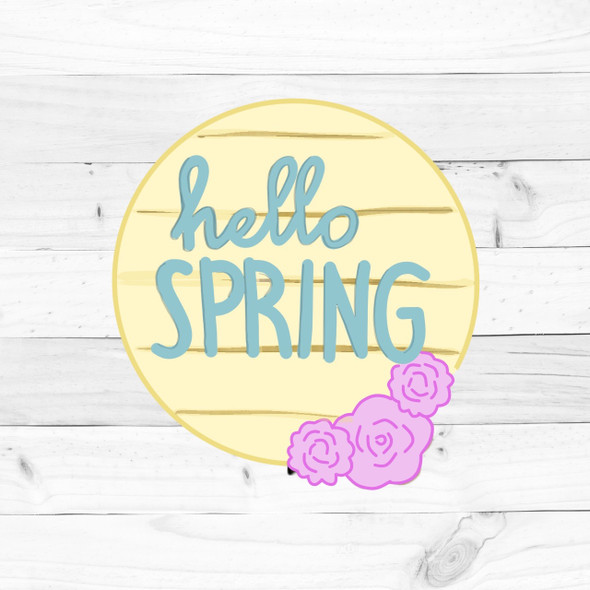 Hello Spring Door Hanger Set 16" on 1/8", MDF Shape