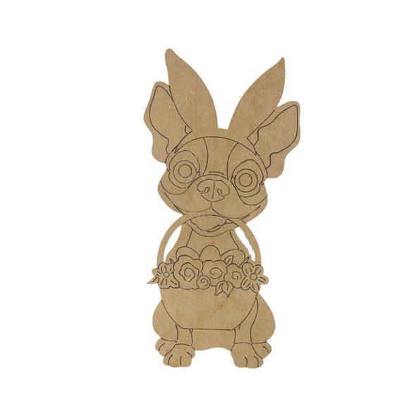 Easter Boston Terrier Paint By Line MDF Wooden Craft, Unfinished Craft