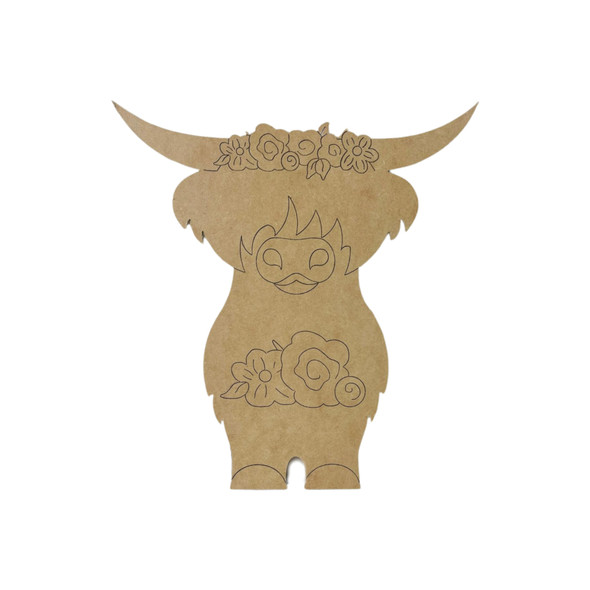 Unfinished Standing Girl Highland Cow