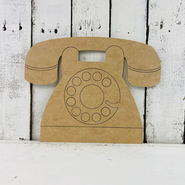 Rotary Phone Shape, Unfinished Wood Cutout, Paint by Line