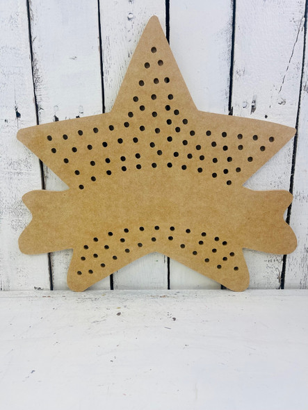 Star Banner with 5 MM HOLES, Wood Cutout, Shape, Paint by Line WS