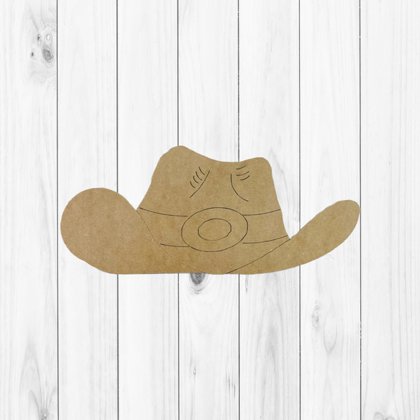 Western Hat with Buckle, Western Shape Unfinished Wood Cutout