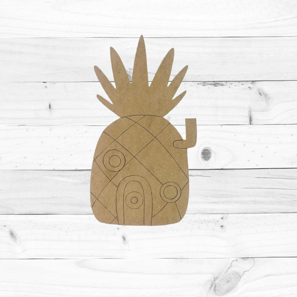 Pineapple House, Kids Shape Unfinished Wood Cutout, Paint By Line