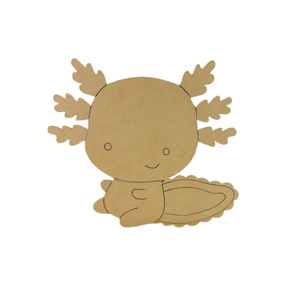 Axolotl, Kids Shape Unfinished Wood Cutout, Paint By Line