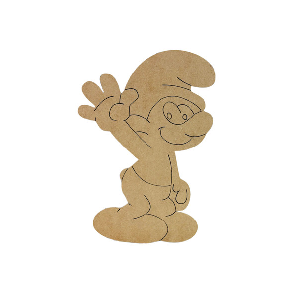 Boy Smmurf, Kids Shape Unfinished Wood Cutout, Paint By Line