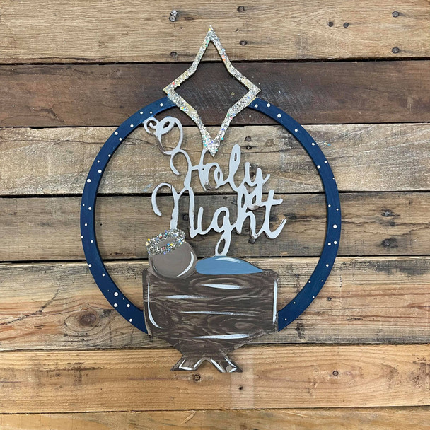 O Holy Night Framed Circle Wooden (MDF) Cutout - Unfinished WS