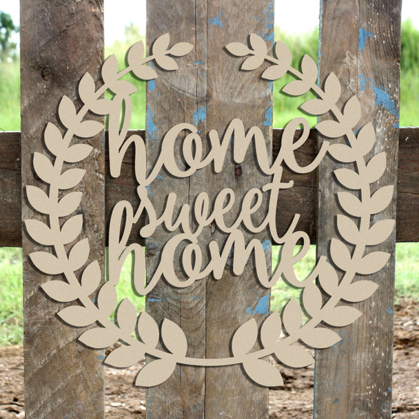 Roman Wreath - Home Sweet Home, Unfinished MDF Cutout WS