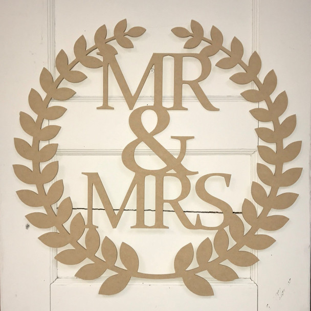 Roman Wreath - Mr and Mrs, Unfinished MDF Cutout WS