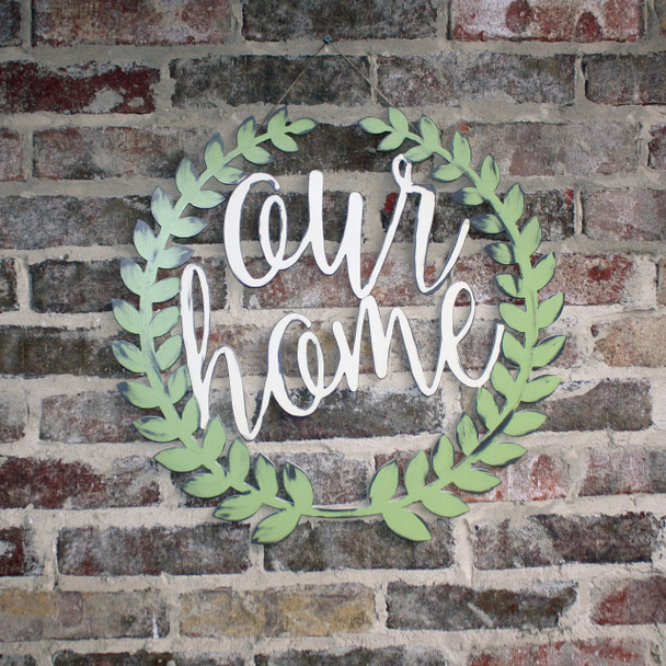 Unfinished Roman Wreath"Our Home" Word Phrase