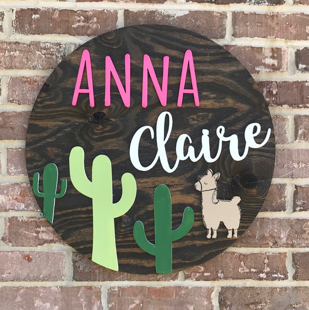 22" Pine Circle Nursery Name Sign Girl 7 WS