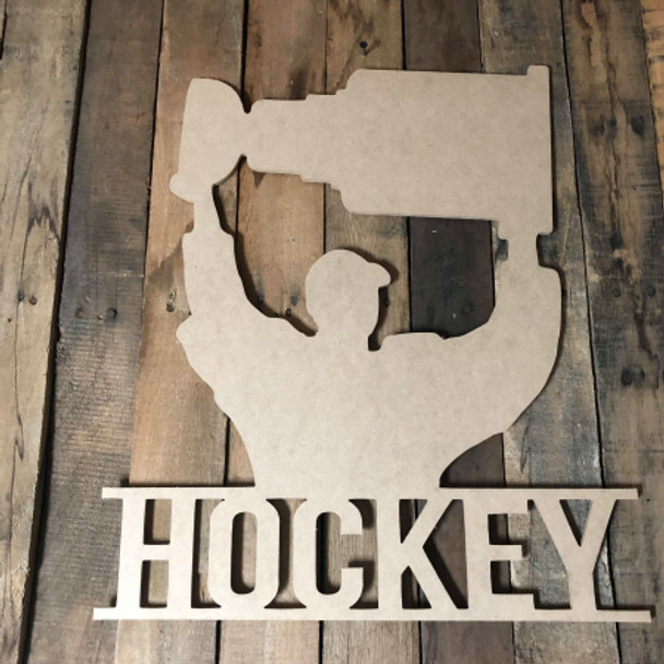 Hockey Championship Stanley Cup, Custom Family Name Frame, Unfinished Wooden Sign WS