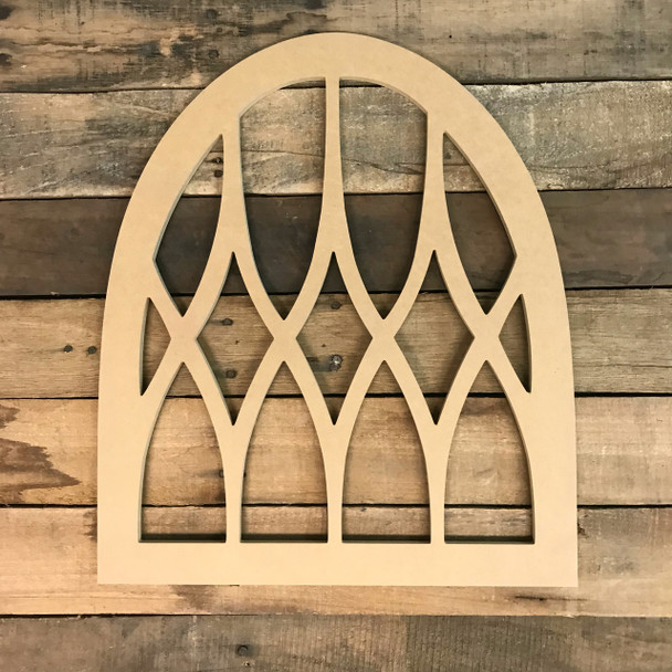Paintable Wood Cathedral Arch Window Decor, Wooden Cutout Craft