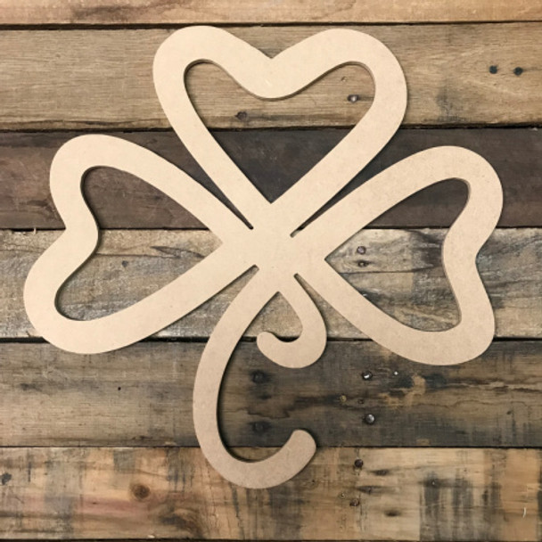 Heart Shamrock, Unfinished Cutout, Craft Wood Shape