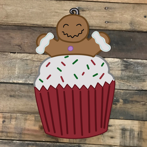 GIngerbread Cupcake, Unfinished Wooden Cutout Craft