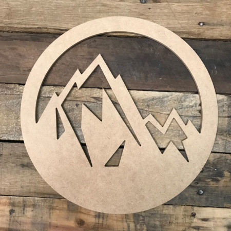 Mountains in Circle, Unfinished Wooden Cutout Craft