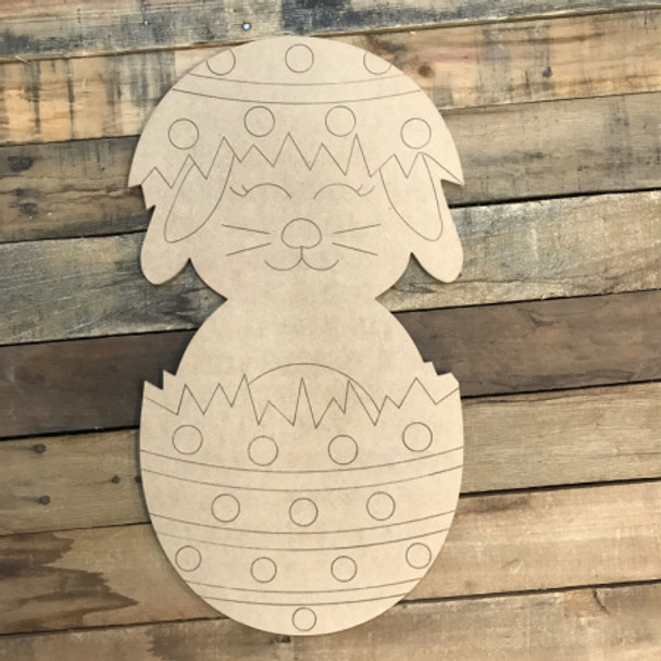 Paint by Line, Bunny in Easter Egg, Unfinished Wood Shape