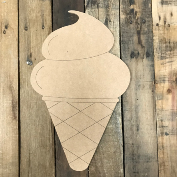 Paint by Line, Ice Cream Cone, Unfinished Wooden Cutout Craft