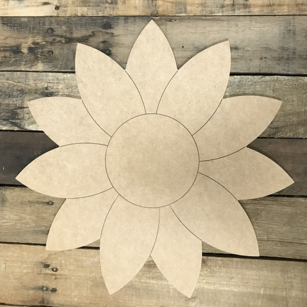 Paint by Line, Sunflower, Unfinished Wooden Cutout Craft