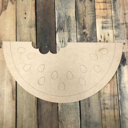 Watermelon with Bite Missing , Unfinished Wooden Cutout, Paint by Line