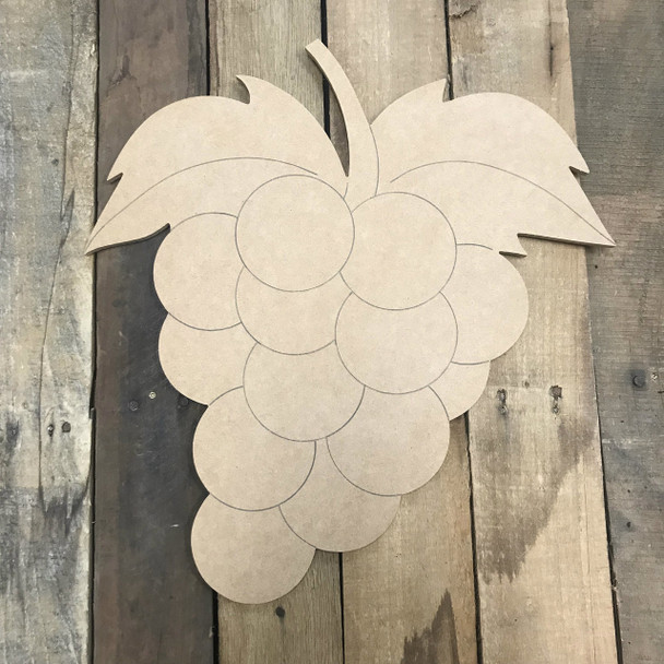 Grapes, Unfinished Wooden Cutout Craft, Paint by Line