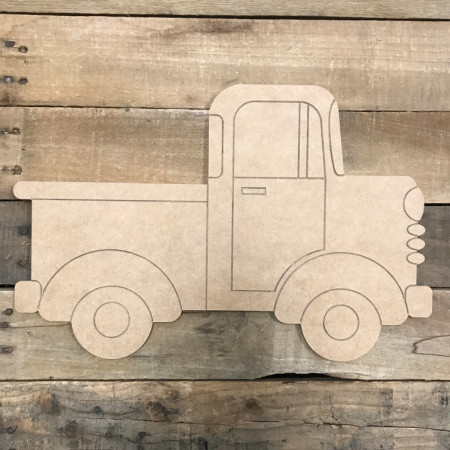 Old style Truck, Unfinished Wooden Cutout Craft, Paint by Line