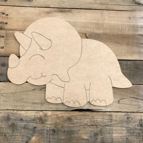 Fat Dinosaur, Unfinished Wooden Cutout Craft, Paint by Line