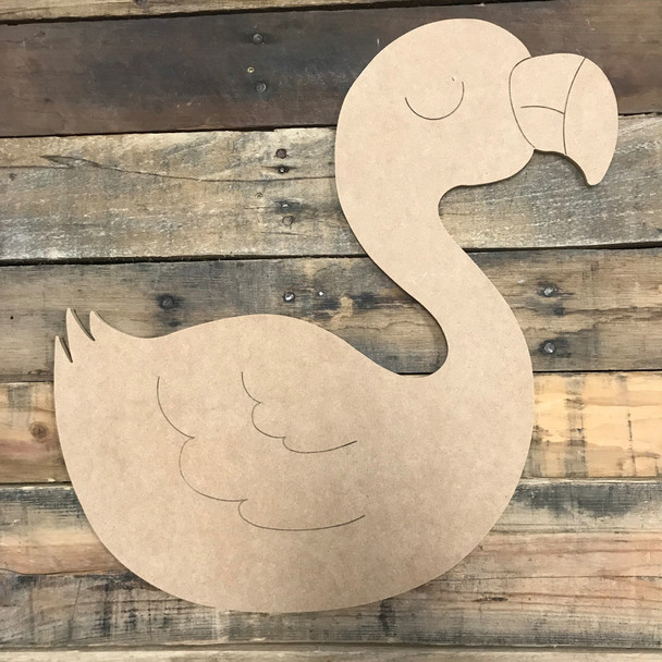 Flamingo 2, Unfinished Wooden Cutout Craft, Paint by Line
