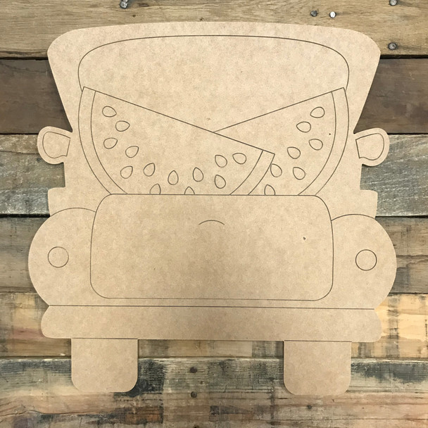 Watermelon Truck, Unfinished Wood Cutout, Paint by Line