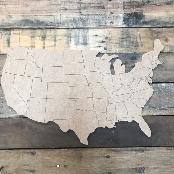United States, Unfinished Wood Cutout, Paint by Line