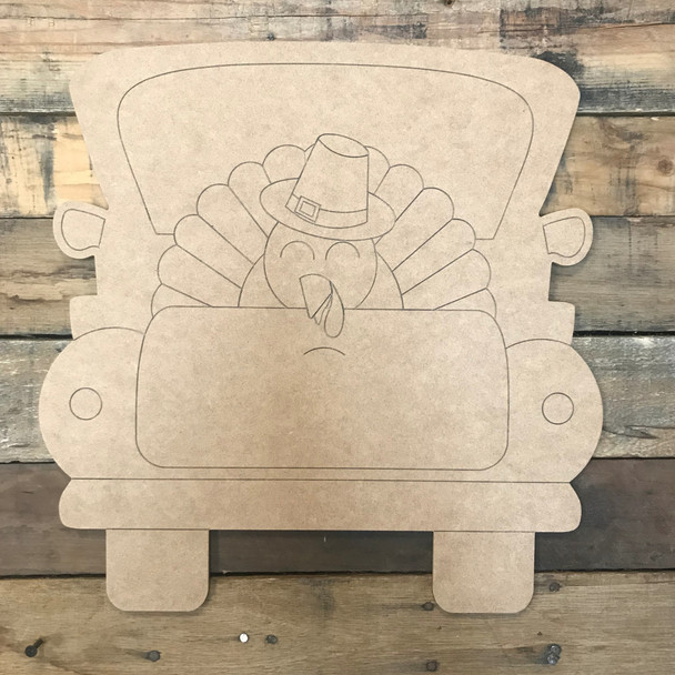 Turkey Truck, Unfinished Wooden Craft, Paint by Line