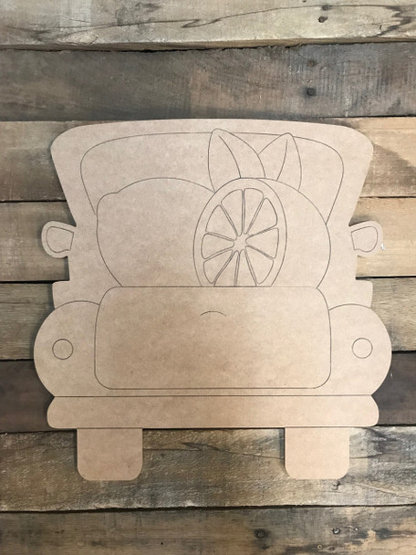 Lemon Truck, Unfinished Wood Cutout, Paint by Line