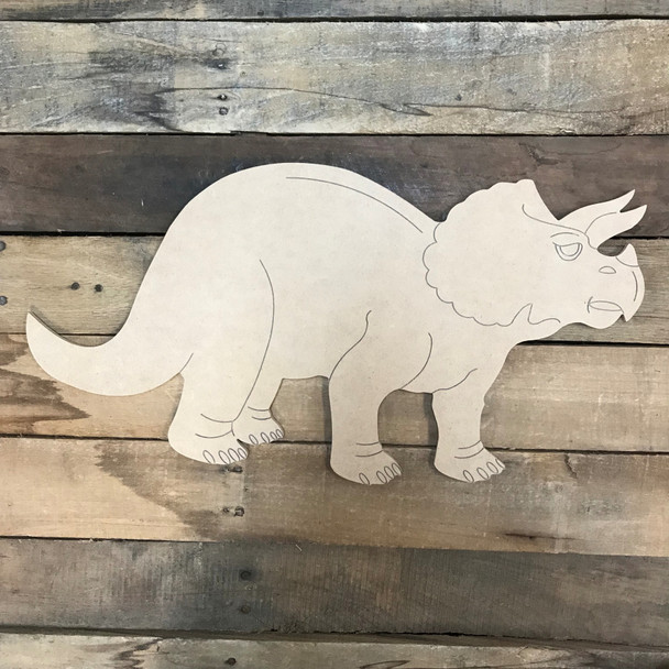 Triceratops Cutout, Unfinished Craft, Paint by Line