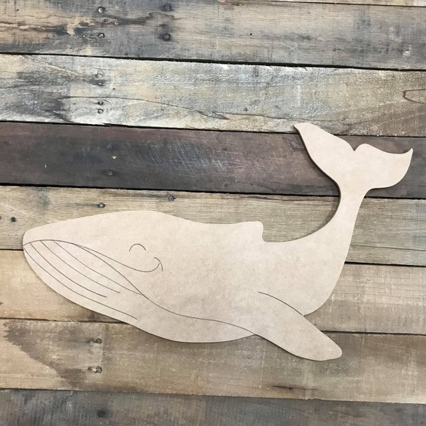 Swimming Whale Cutout, Unfinished Craft, Paint by Line