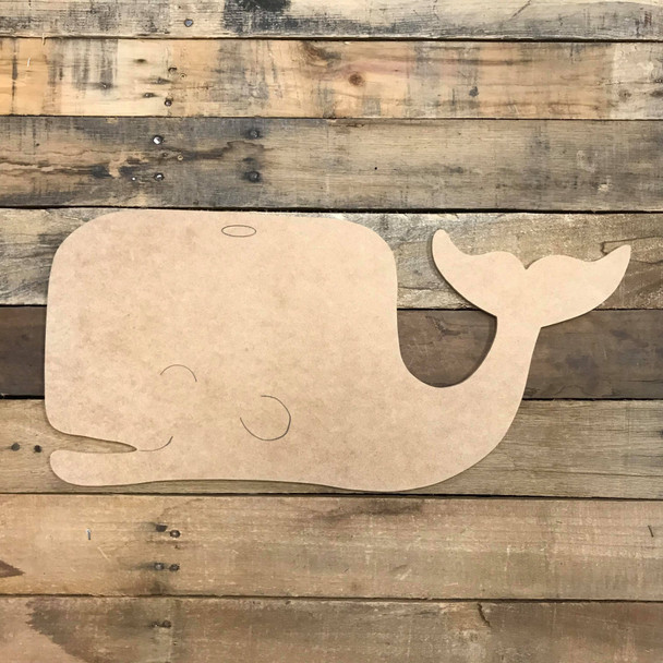 Big Head Whale Cutout, Unfinished Craft, Paint by Line