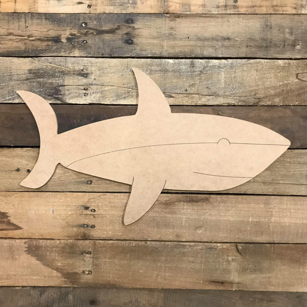 Shark Cutout, Unfinished Craft, Paint by Line