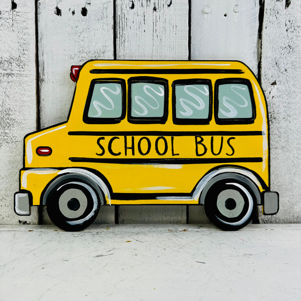School Bus Cutout, Wooden Paintable, Paint by Line